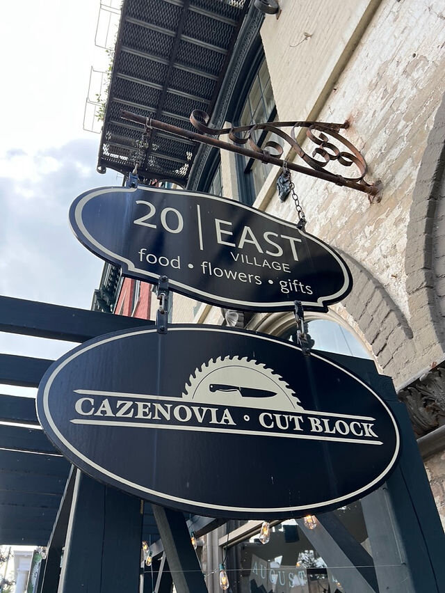 The 20|East Village shop sign in Cazenovia